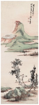 张大千 1939年作 湖间泛舟 镜心